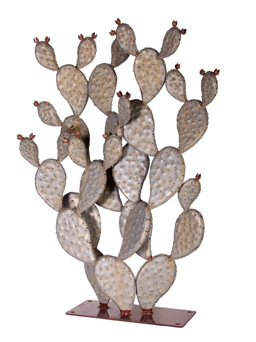 Desert Steel Prickly Pear Cactus Sculpture, Grande - Image 3