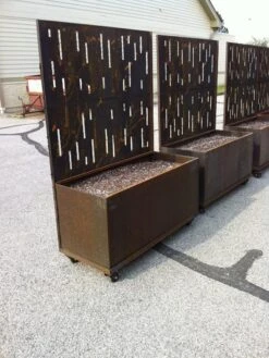 Nice Corten Trough Planters With Privacy Screen